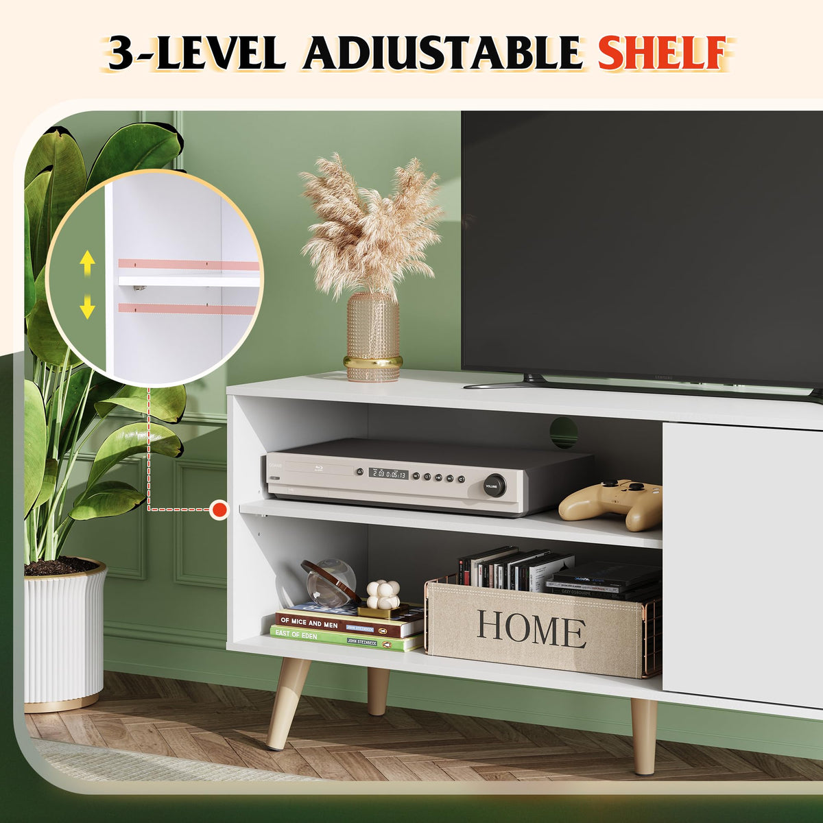 White TV Stand with Storage Cabinet X92807