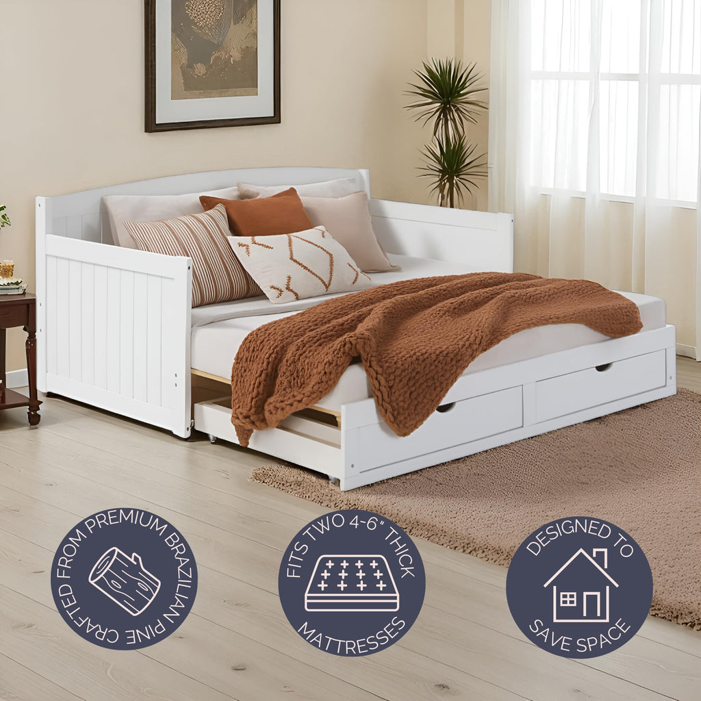 White Extendable Daybed with Trundle Q907