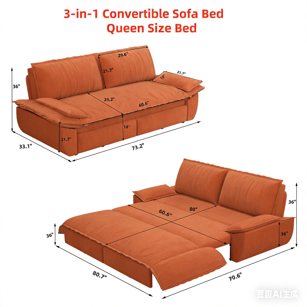 Orange Velvet Two Seater Sofa B690478