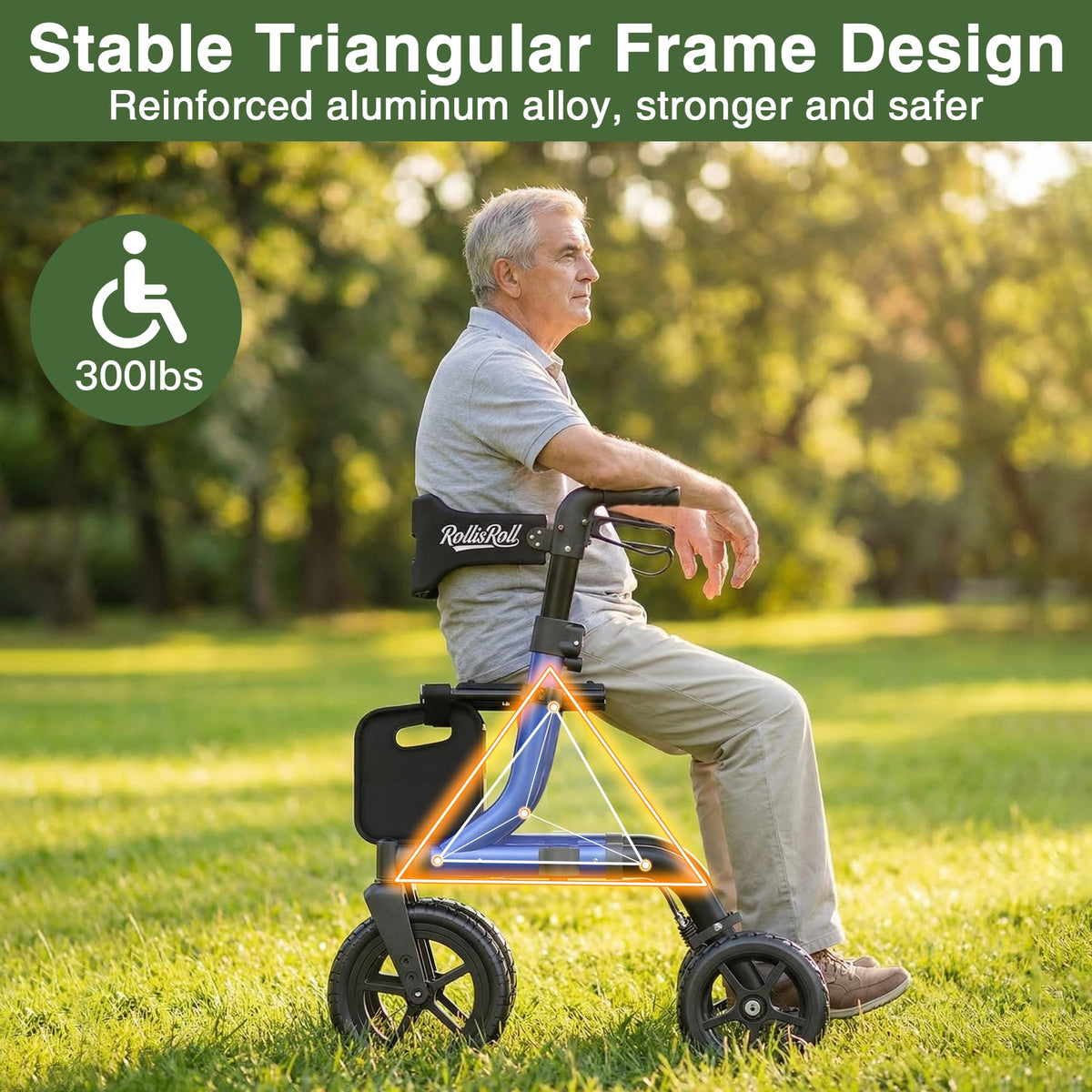 Blue Foldable Rollator Walker with Seat Y531