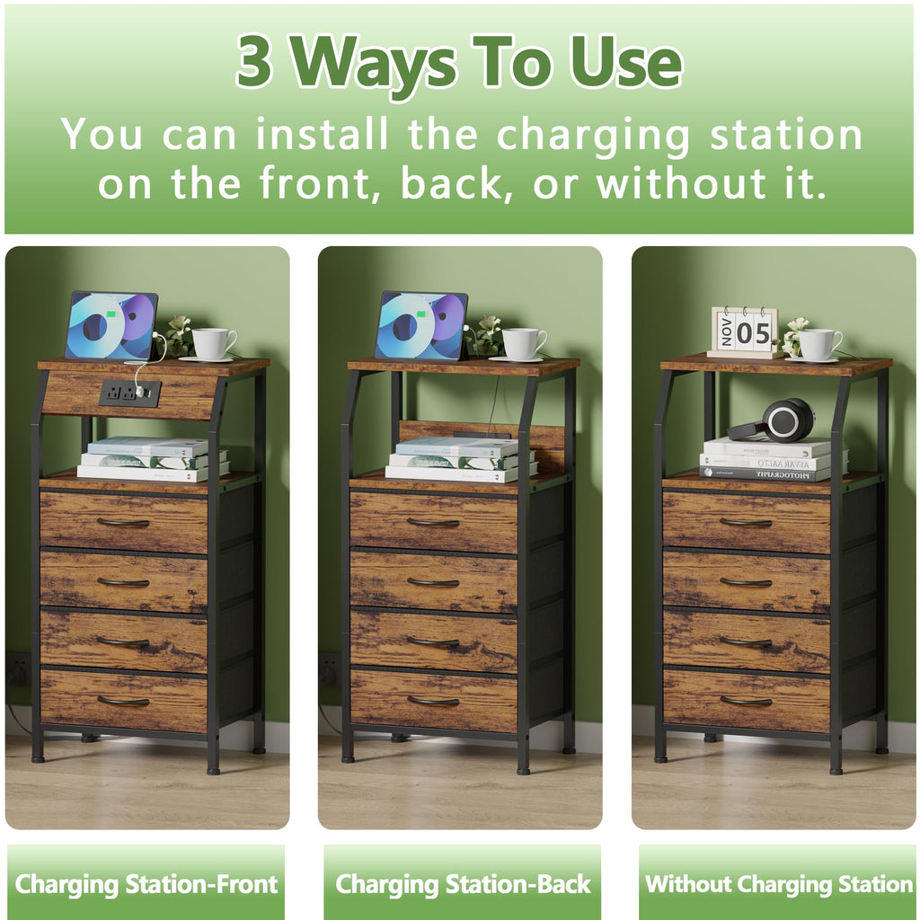 4 Drawer Night Stand with Charging Station U529
