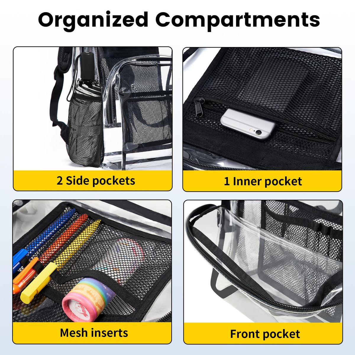 Clear Heavy Duty Black Backpack M284760