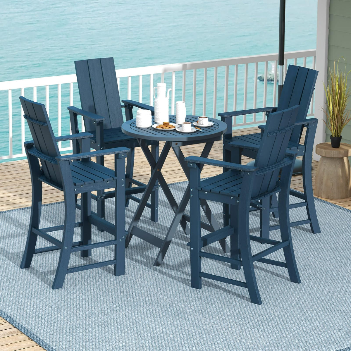 52” Tall HDPE Adirondack Chair Set of 4 Navy E73032
