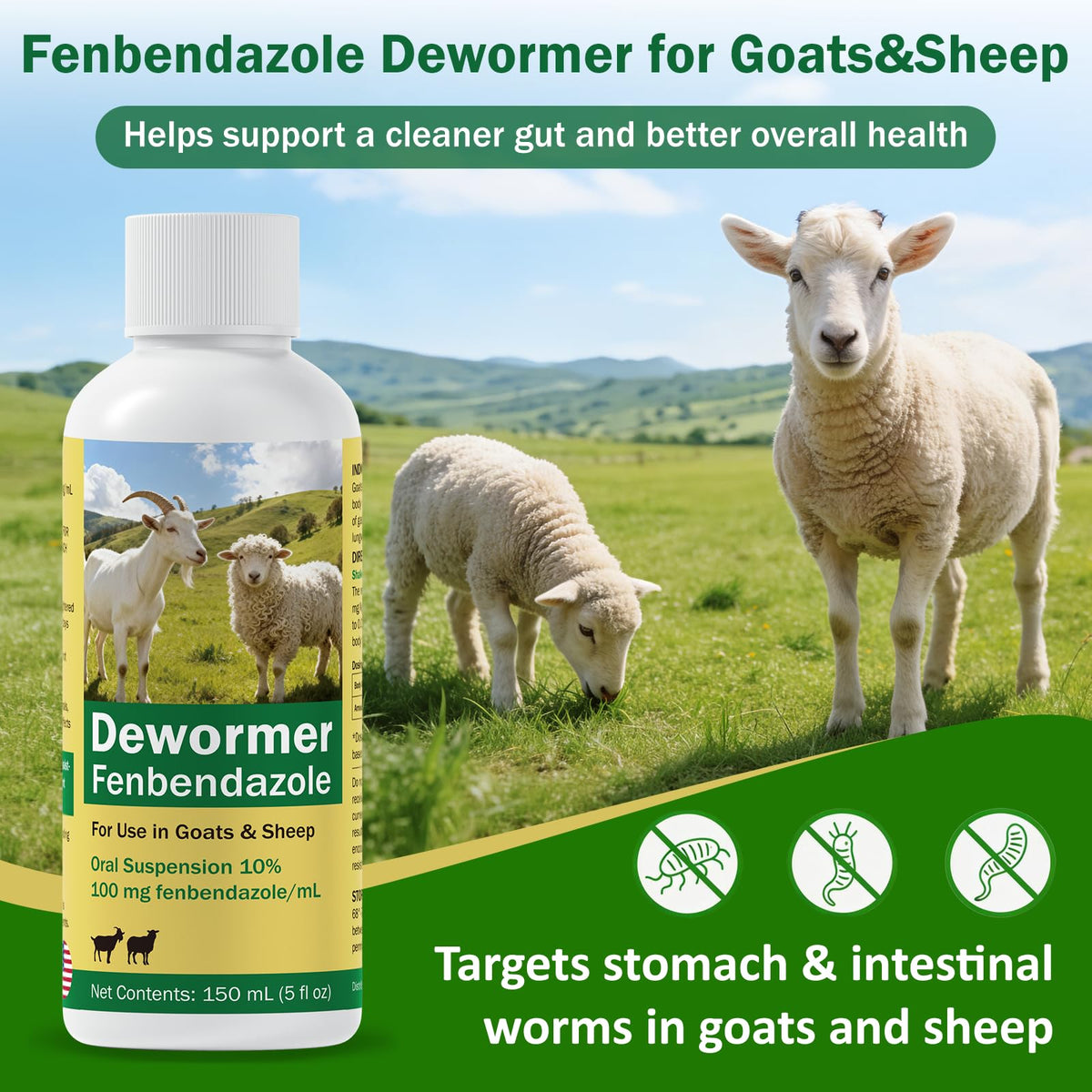 Fenbendazole Dewormer Liquid for Goat & Sheep U6976