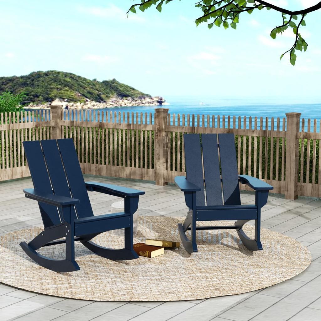 Navy Blue Poly Adirondack Chair Set of 2 P59170