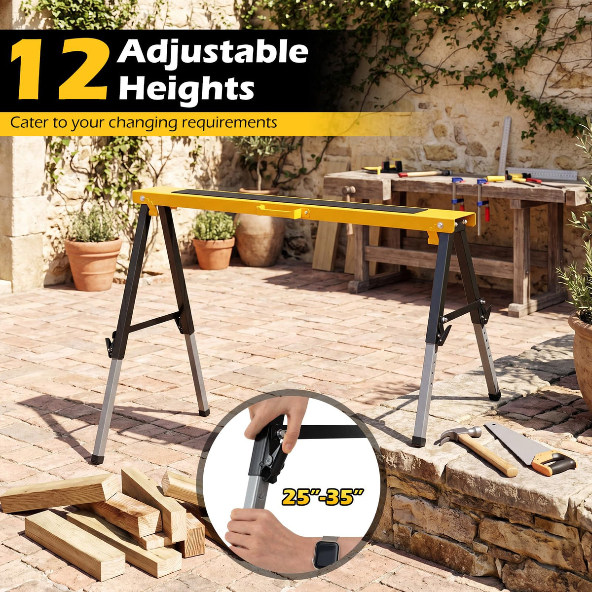 2 Pack Heavy Duty Metal Folding Saw Horses I252214