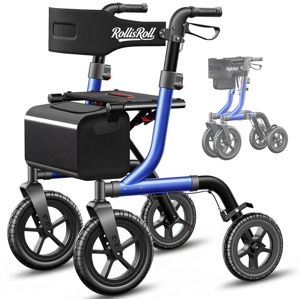 Blue Foldable Rollator Walker with Seat Y531