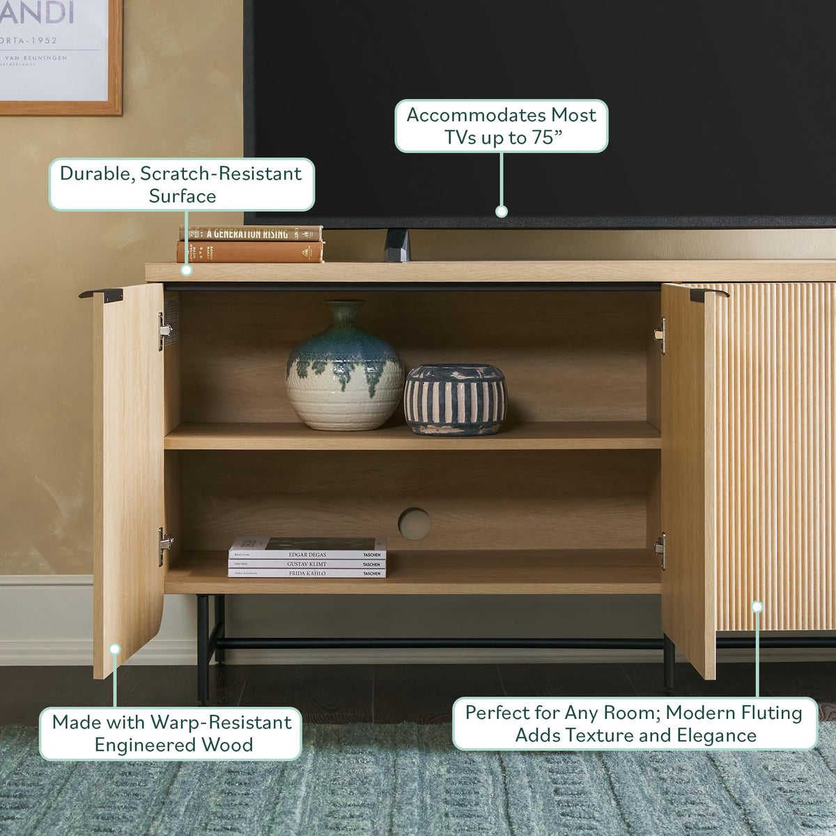 69 Inch Coastal Oak Sideboard Buffet W3267
