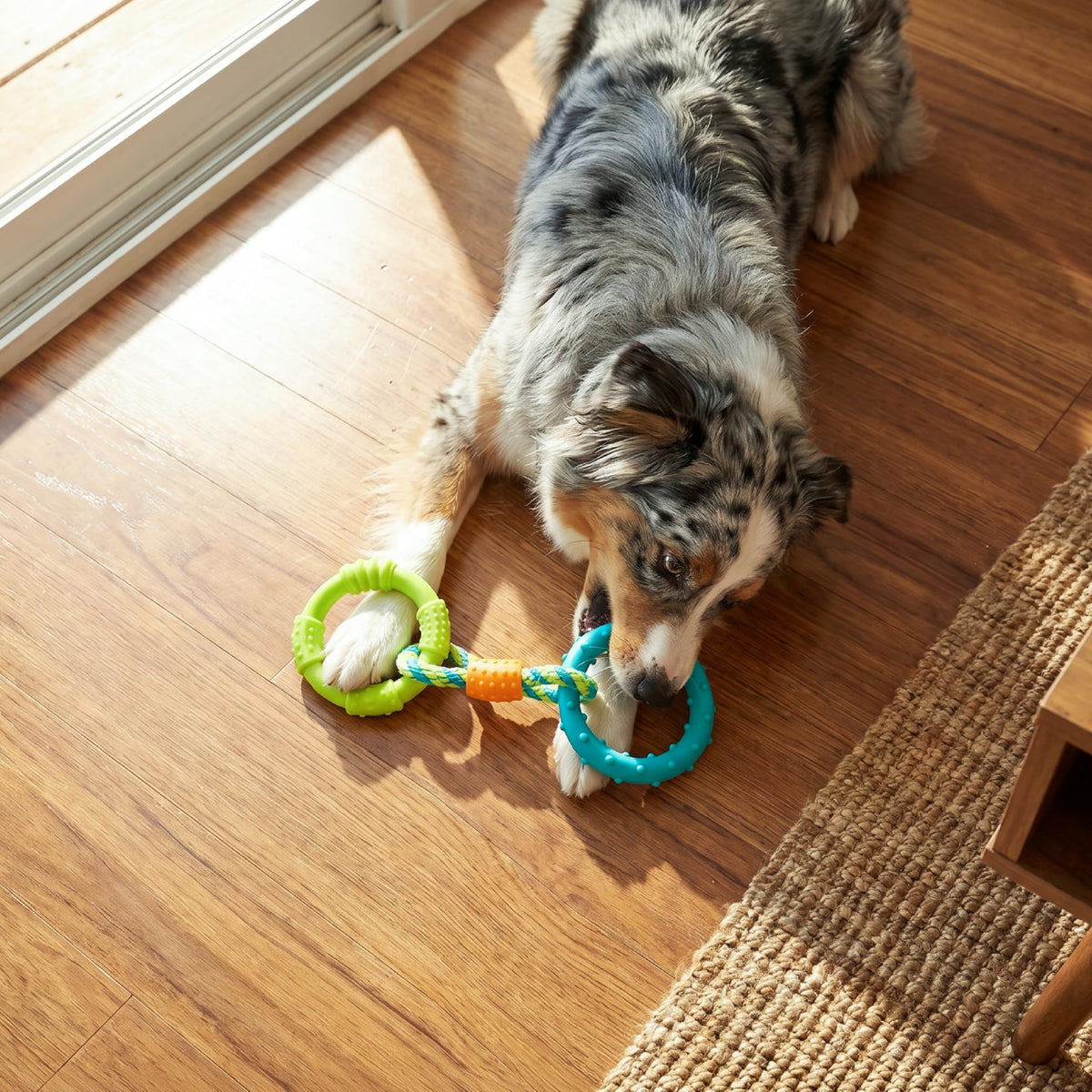 Dog Chew Toy Textured Rings & Woven Rope 8.5" R79249