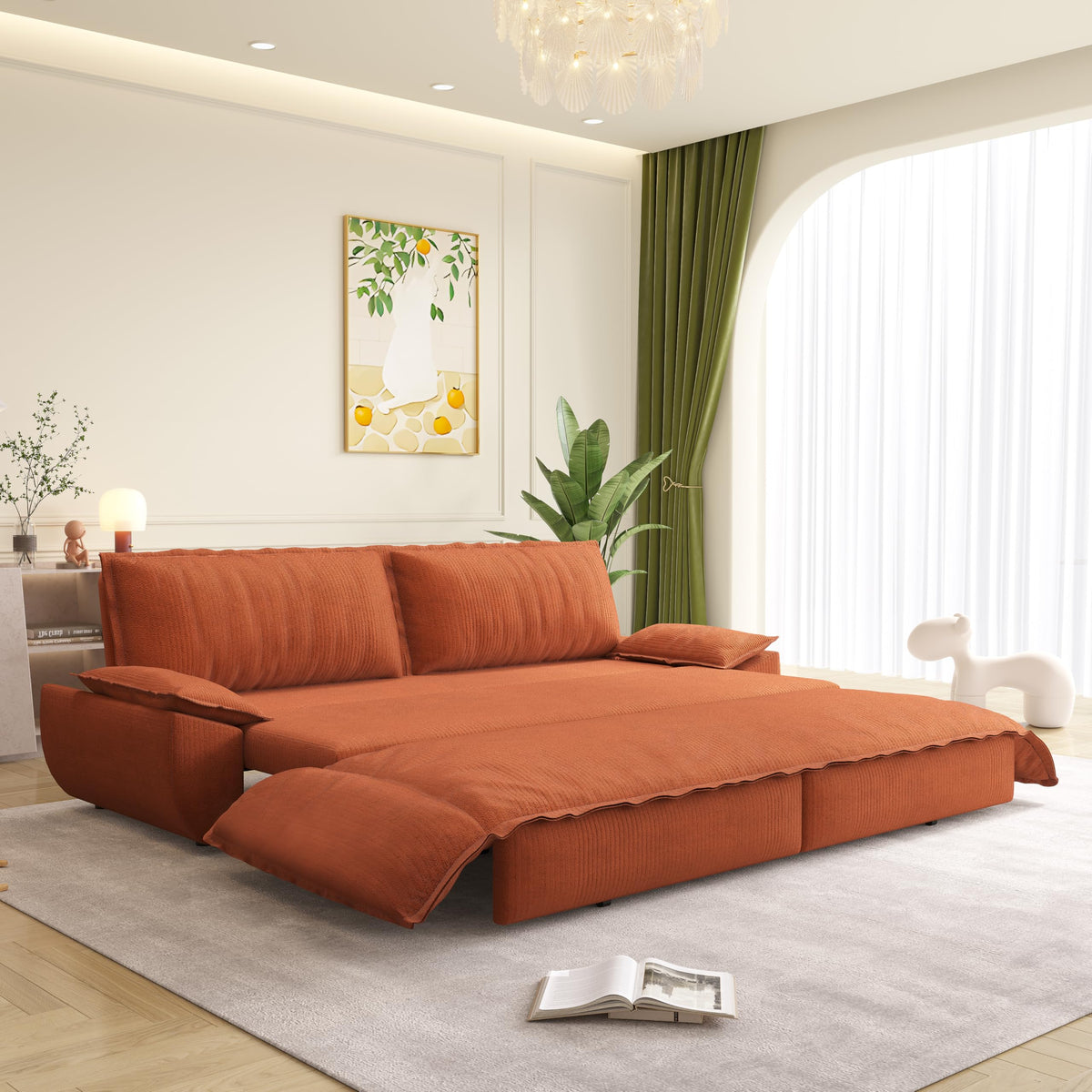 Orange Velvet Two Seater Sofa B690478