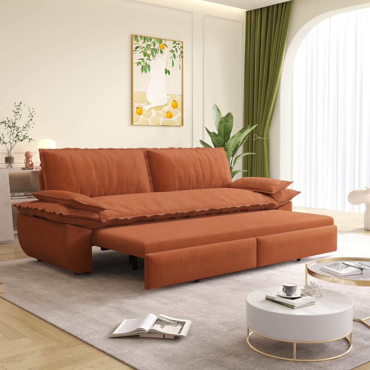 Orange Velvet Two Seater Sofa B690478