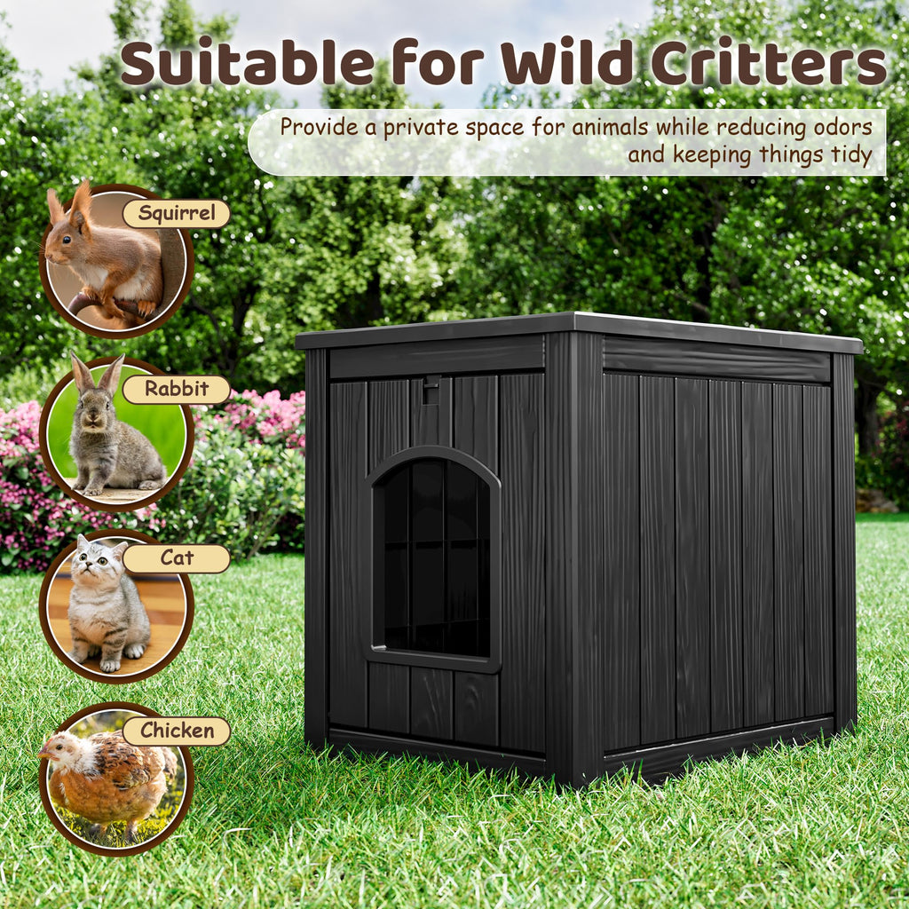 Weatherproof Resin Cat House with Hidden Litter Box S1846