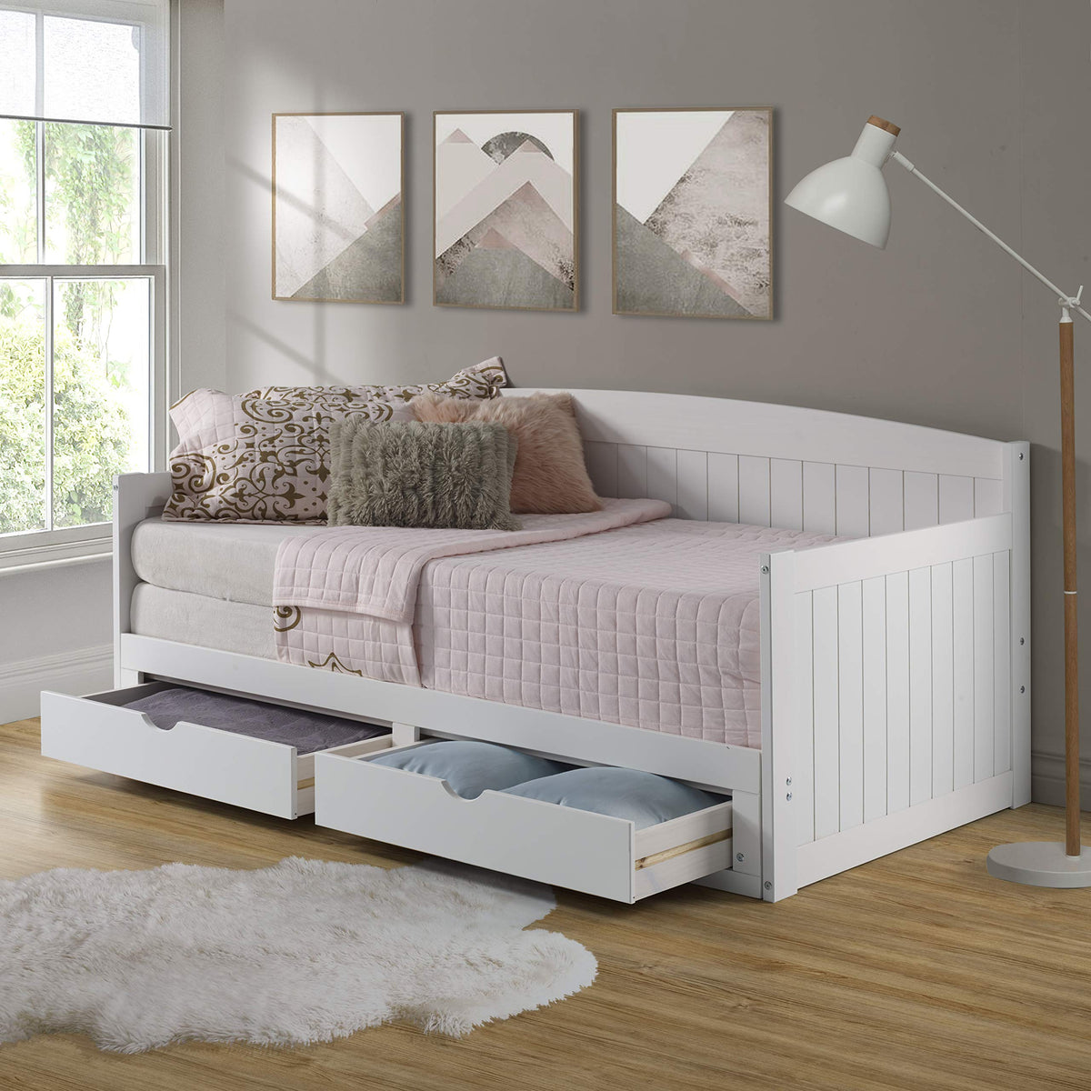 White Extendable Daybed with Trundle Q907
