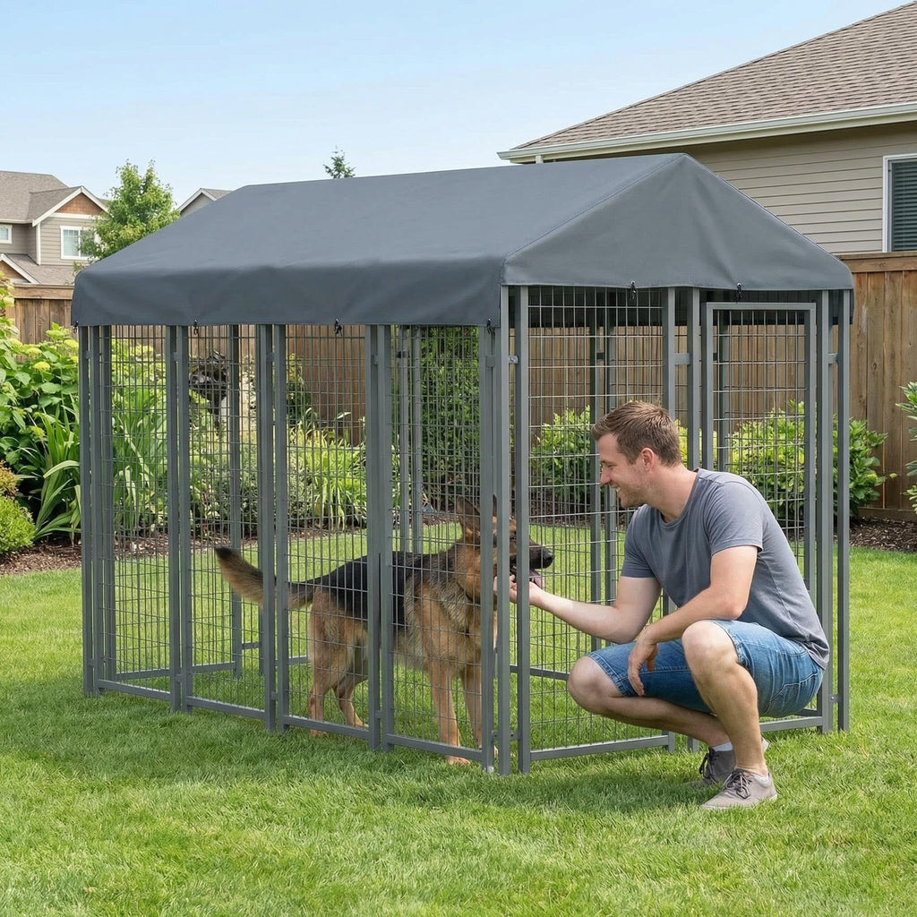 Gray Dog Kennel Cover 10' x 5' V374723