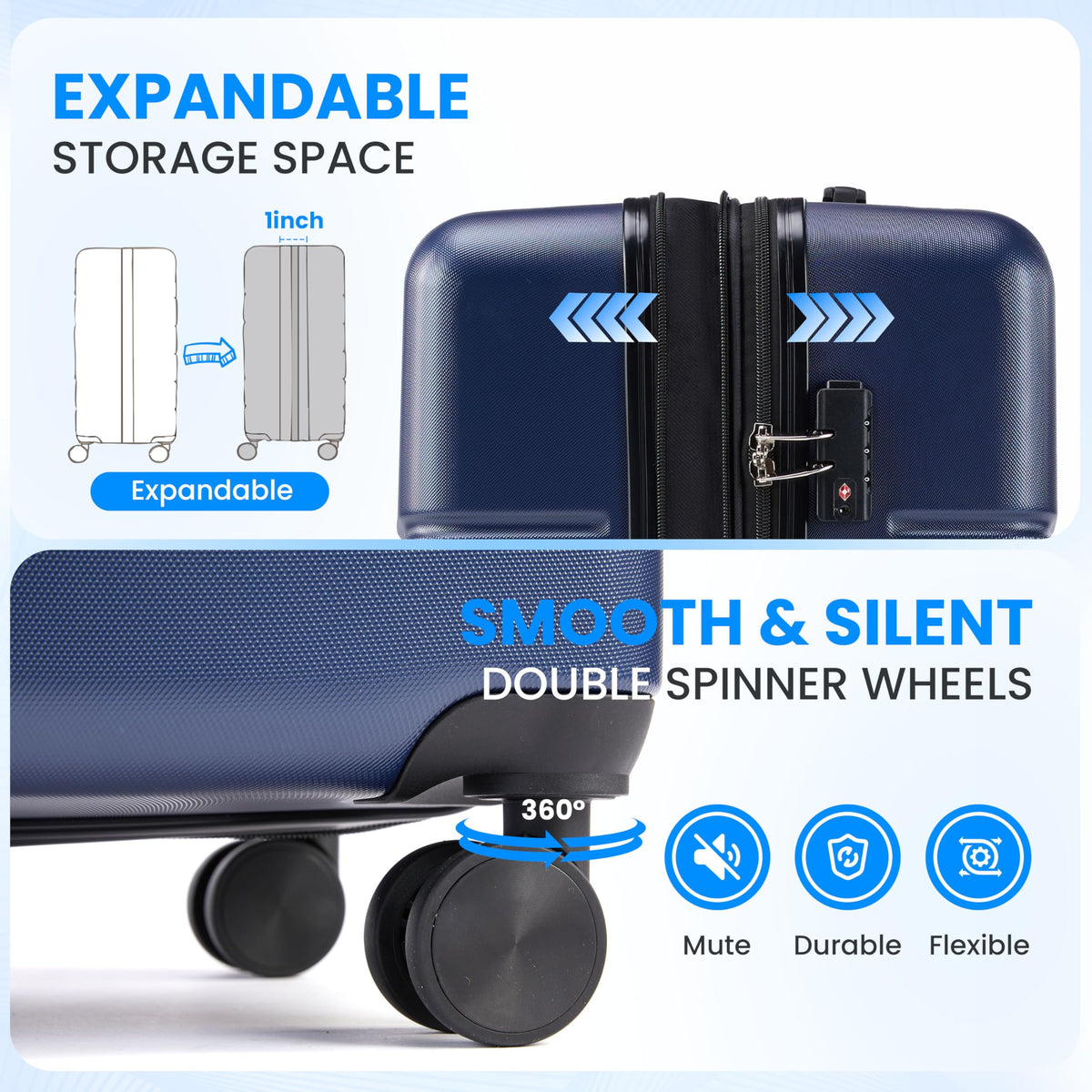 20 Inch Expandable Hardside Carry On with Spinner Wheels Blue L231426