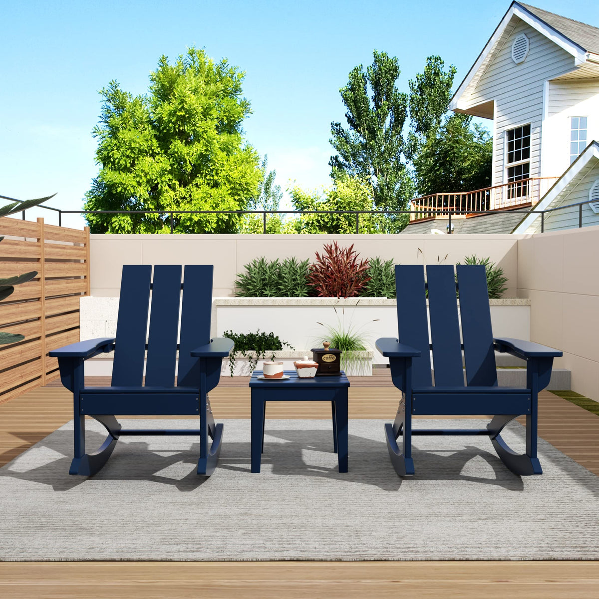 Navy Blue Poly Adirondack Chair Set of 2 P59170