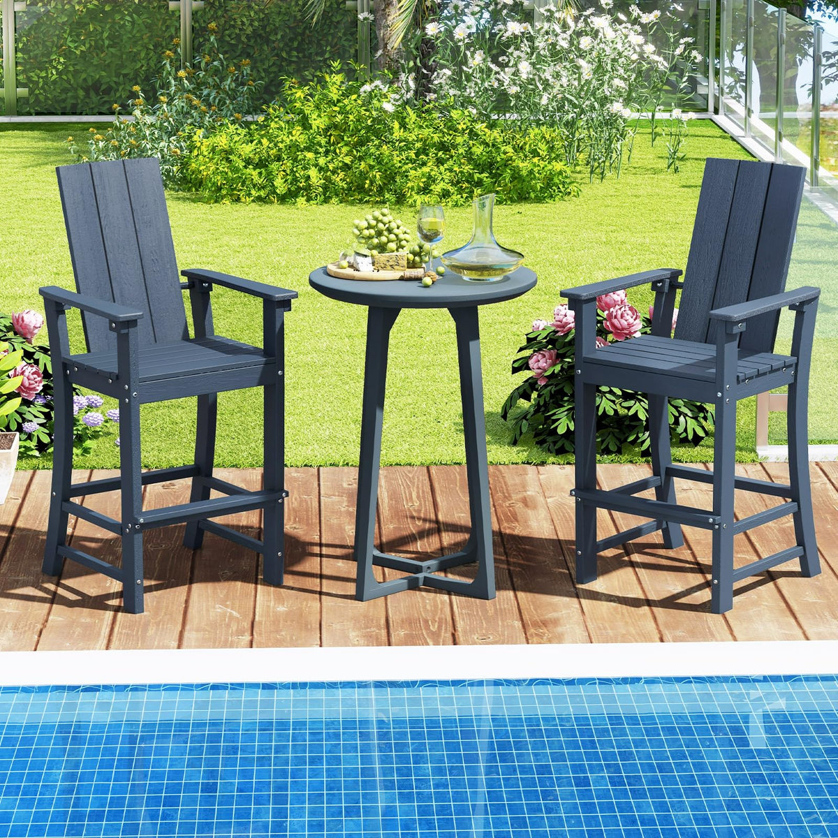52” Tall HDPE Adirondack Chair Set of 4 Navy E73032