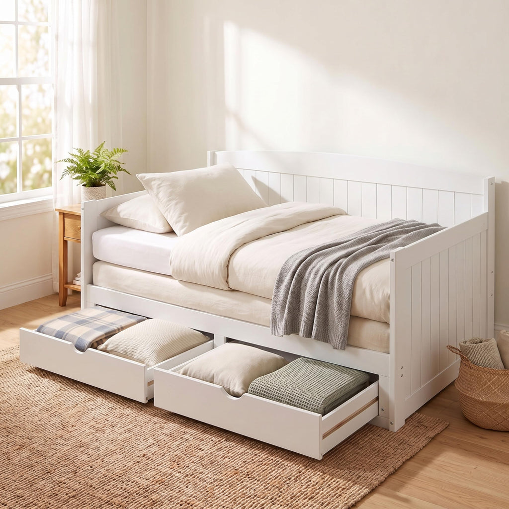 White Extendable Daybed with Trundle Q907