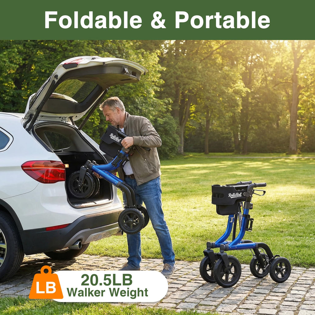 Blue Foldable Rollator Walker with Seat Y531