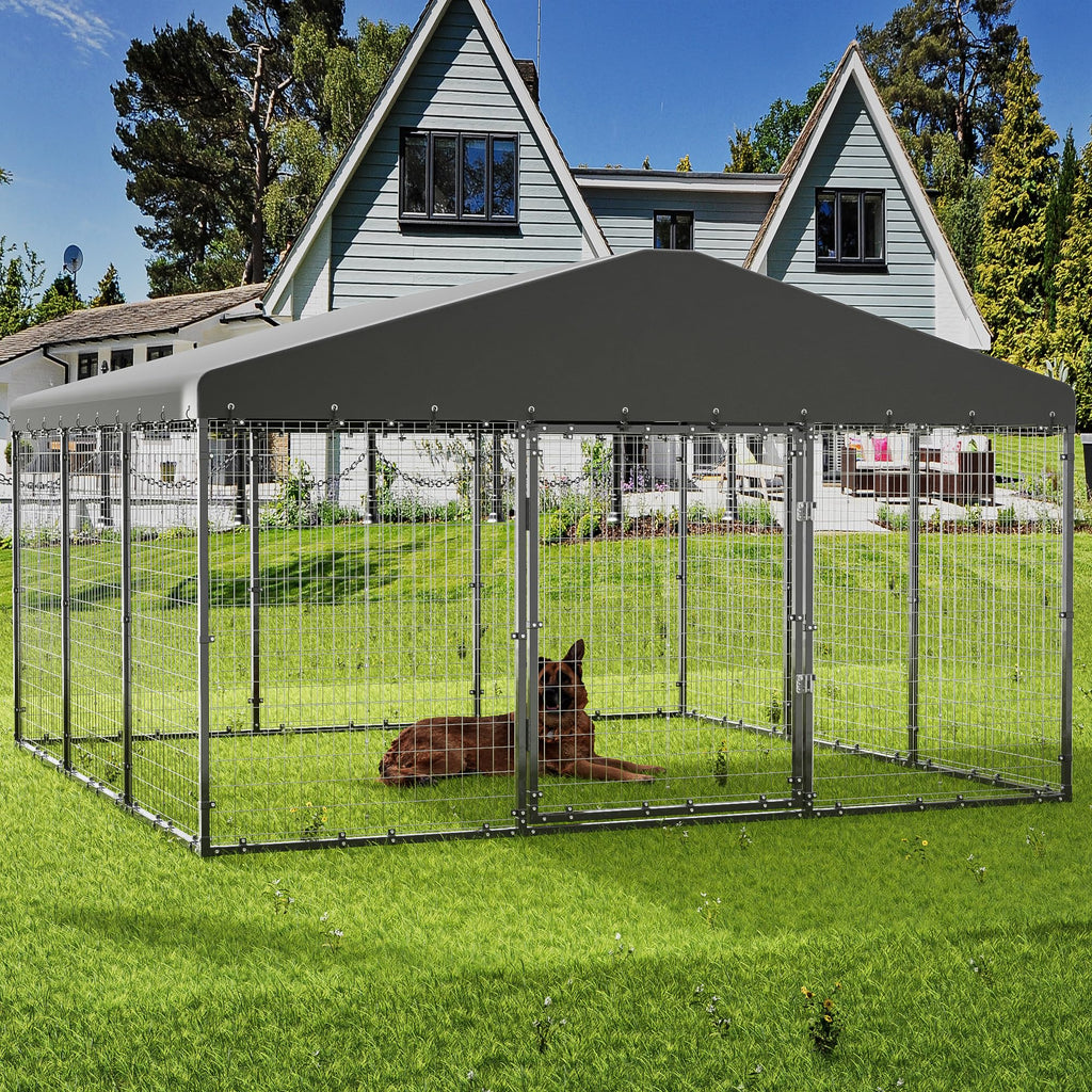10x10x6 FT Heavy Duty Dog Kennel with Roof W502018